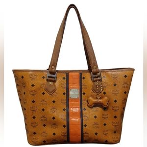 🧡MCM VISETOS LEATHER SHOPPER TOTE BAG